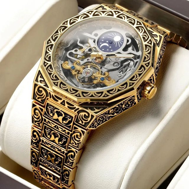 Forsining Armbanduhr, Mechanisch, Gold, Edelstahl, Herren - Bild 1