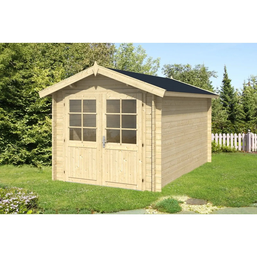 Alpholz Gartenhaus Bremen-28 C mit Satteldach, unbehandelt, braun, B: 374 cm, T: 245 cm, H: 230 cm - Bild 2