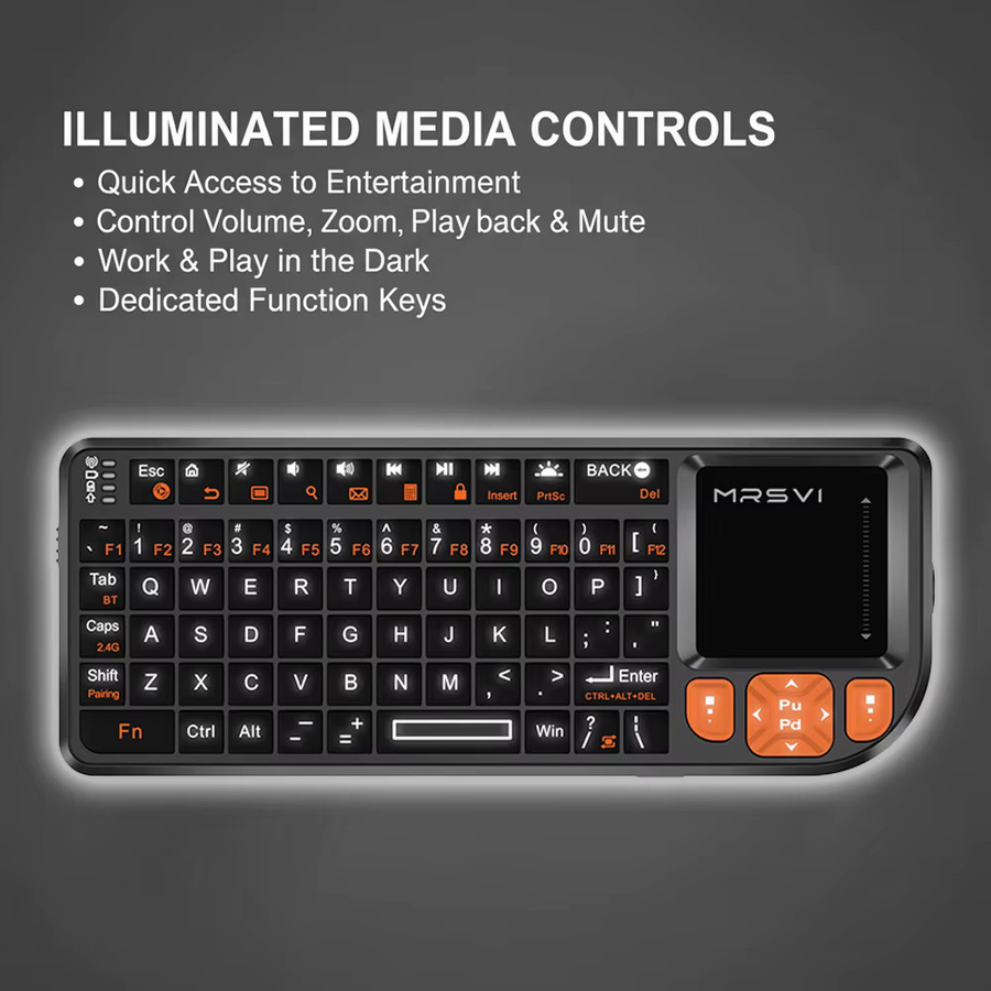 MRSVI Mini-Bluetooth-Tastatur A8 PLUS in Schwarz mit Hintergrundbeleuchtung und Touchpad für Android TV Box, Mac, Laptop und Windows - Bild 3