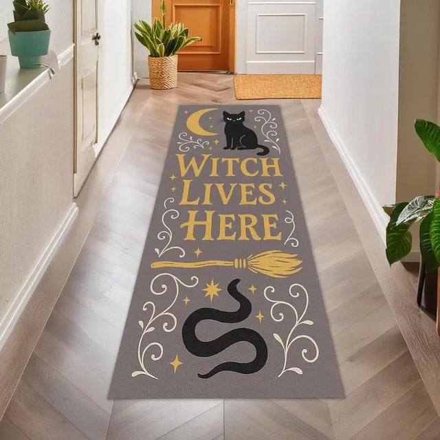 Lodestar Läufer Teppich Schwarze Katze, Waschbar und Rutschfest, Farbe: Schwarz/Grau, B/L: 50 x 150 cm - Bild 1
