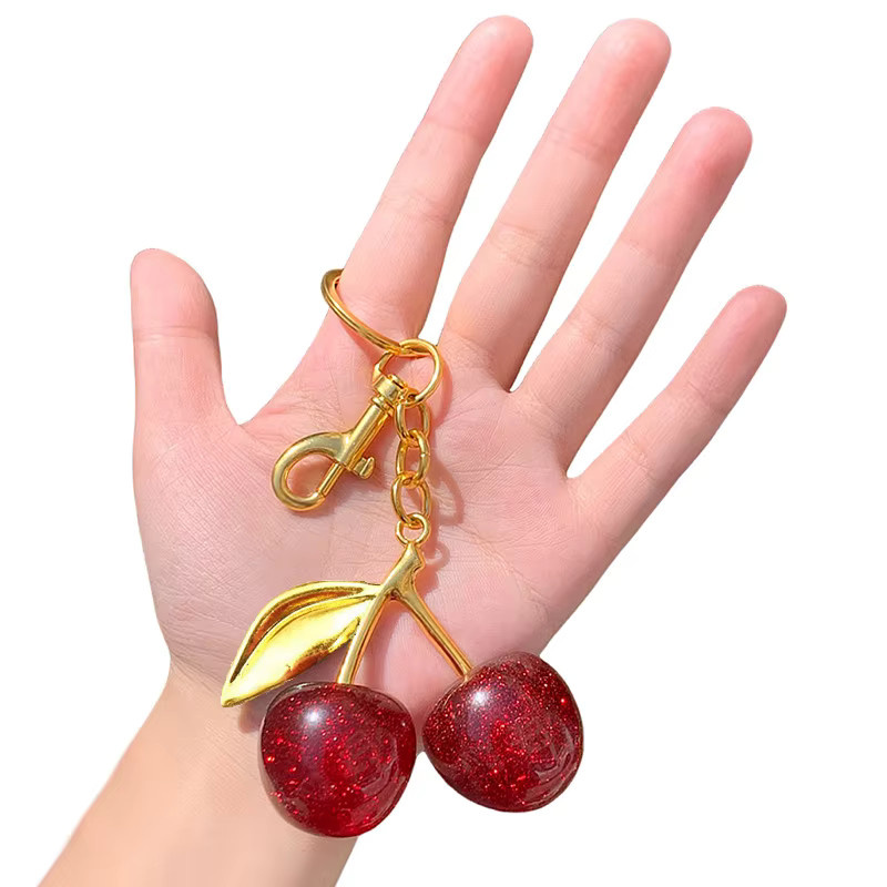 Yogodlns Kirsch-Schlüsselanhänger-Charm, Kunstharz und Metall, Damen - Bild 2