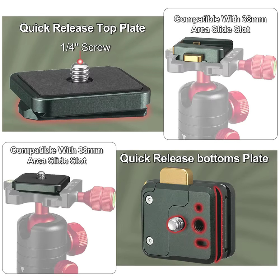 MINIFOCUS Arca Swiss Quick Release Mount Lock QR System Clamp Switch Kit in Schwarz für Stativ, Einbeinstativ und DJI Zhiyun Gimbal - Bild 4