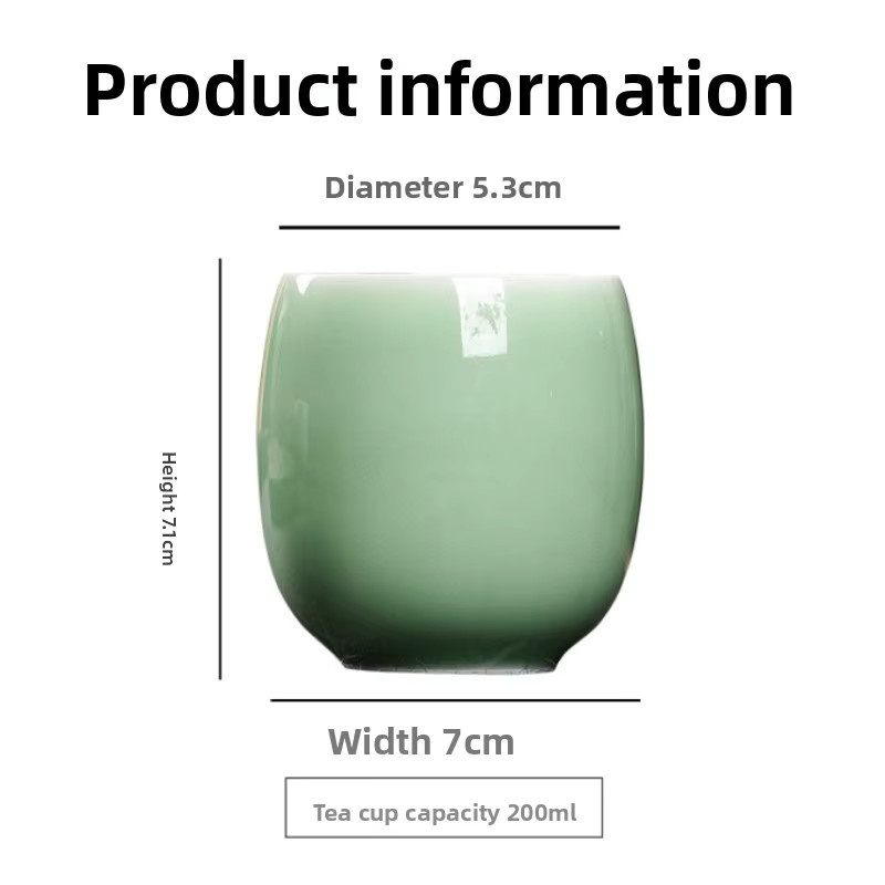 Handgefertigte Keramik-Teetasse mit Celadon-Glasur und Crackle Ice-Muster in Multicolor - Bild 5