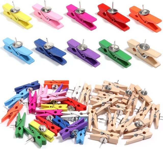 20er Set Holzklammern in Multicolour für DIY-Ornamente und Fotowand-Dekoration - Bild 1