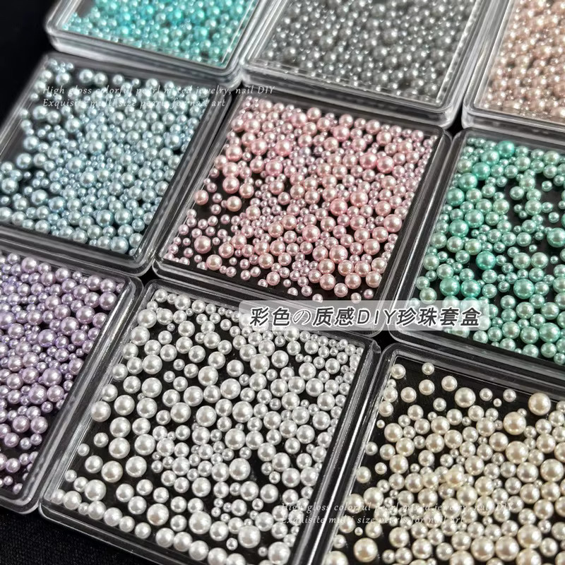 YYM Nageldekorationen, Bunte Perlen, Glänzend, 3D Runde Perlen - Bild 2