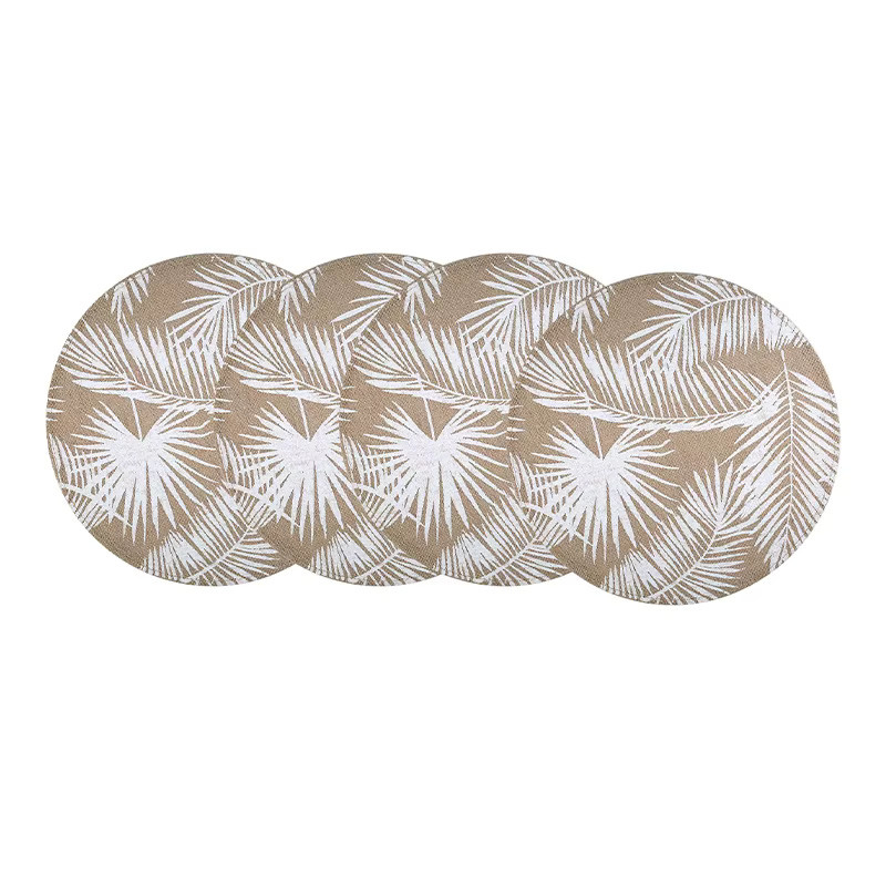 Runde Jute-Tischsets aus Naturmaterial in Beige und Rot, Durchmesser: 38 cm - Bild 2