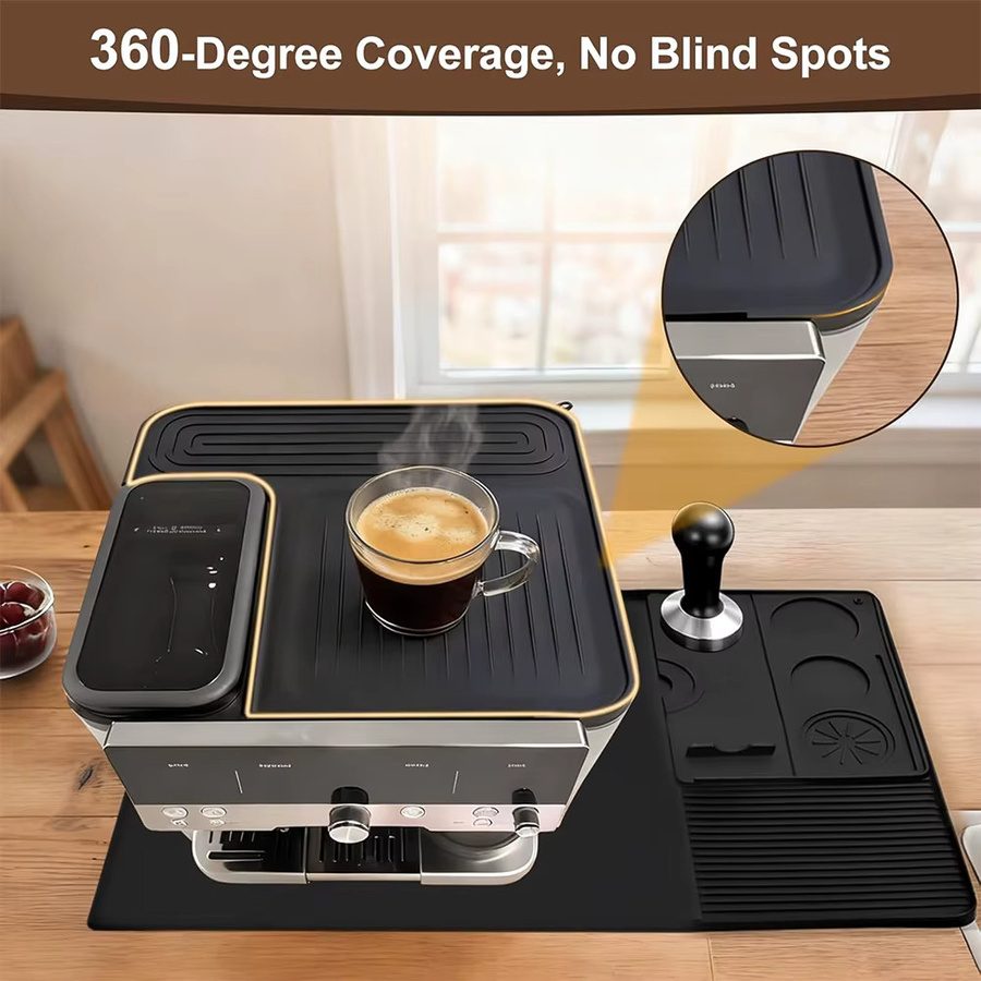 LMETJMA Silikon-Kaffeematten-Set für Ninja ES601 ES701 Espressomaschinen, rutschfeste Tamping-Station in Schwarz - Bild 3