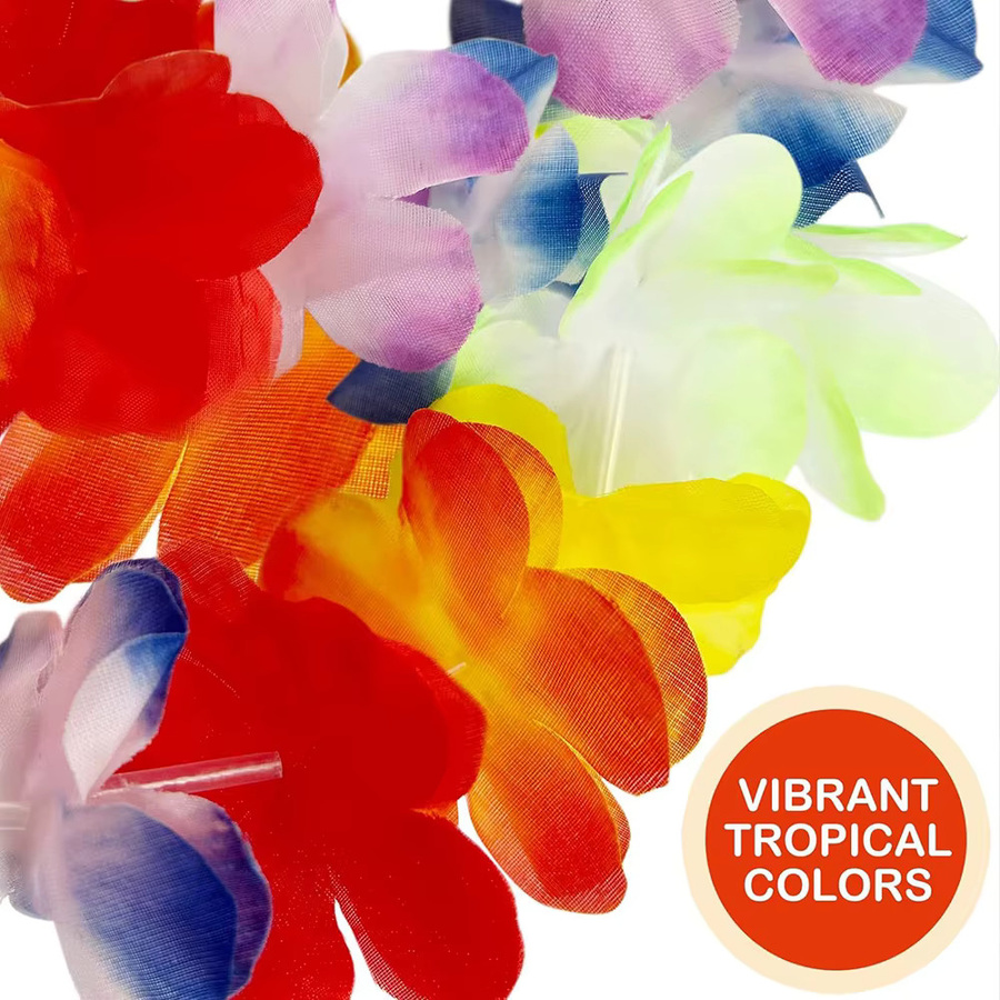 Runtowo Hawaiianische künstliche Blumenkranz-Halsketten in Multicolour für Sommer, Strand, Hochzeit und Party-Dekoration - Bild 4