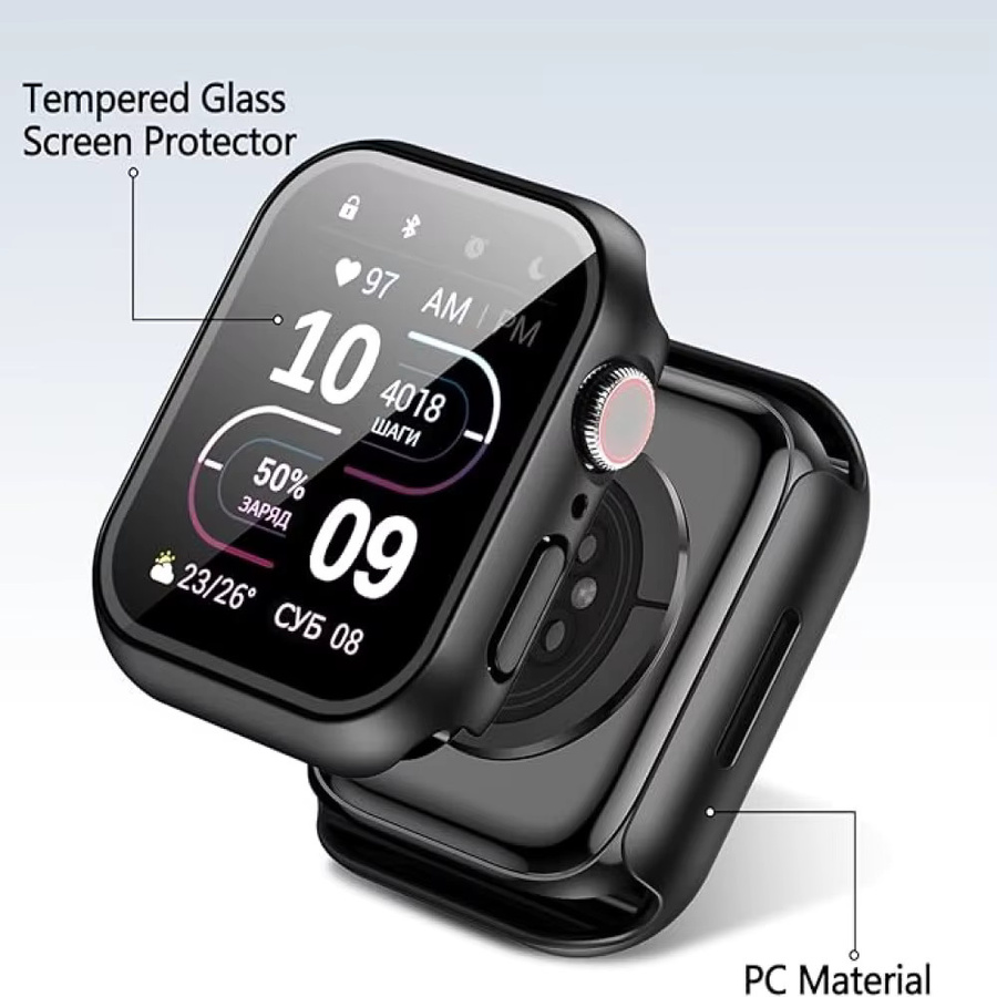 Apple Smartwatch Zubehör, Gehäuse Display Schutzfolie, Schwarz - Bild 4