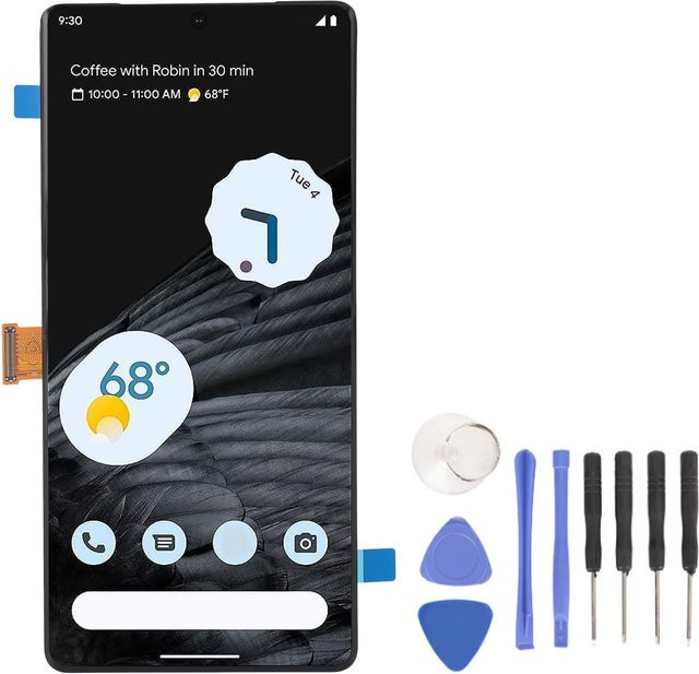 Qiilu OLED Display Digitizer Baugruppe mit Touchscreen für Google Pixel 7 Pro 5G in Schwarz inklusive Reparaturwerkzeugen, 6,7 Zoll, 3120 x 1440 Pixel - Bild 1