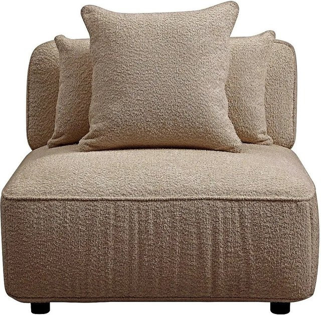 Vente-unique Sessel Lelaco mit gerader Rückenlehne in Taupe und Beige aus Bouclé-Stoff, Höhe: 91 cm - Bild 1
