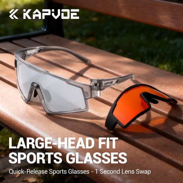 Kapvoe Radsport-Sonnenbrille, Herren, Vollrand, Photochrome, rot, Kunststoff - Bild 1