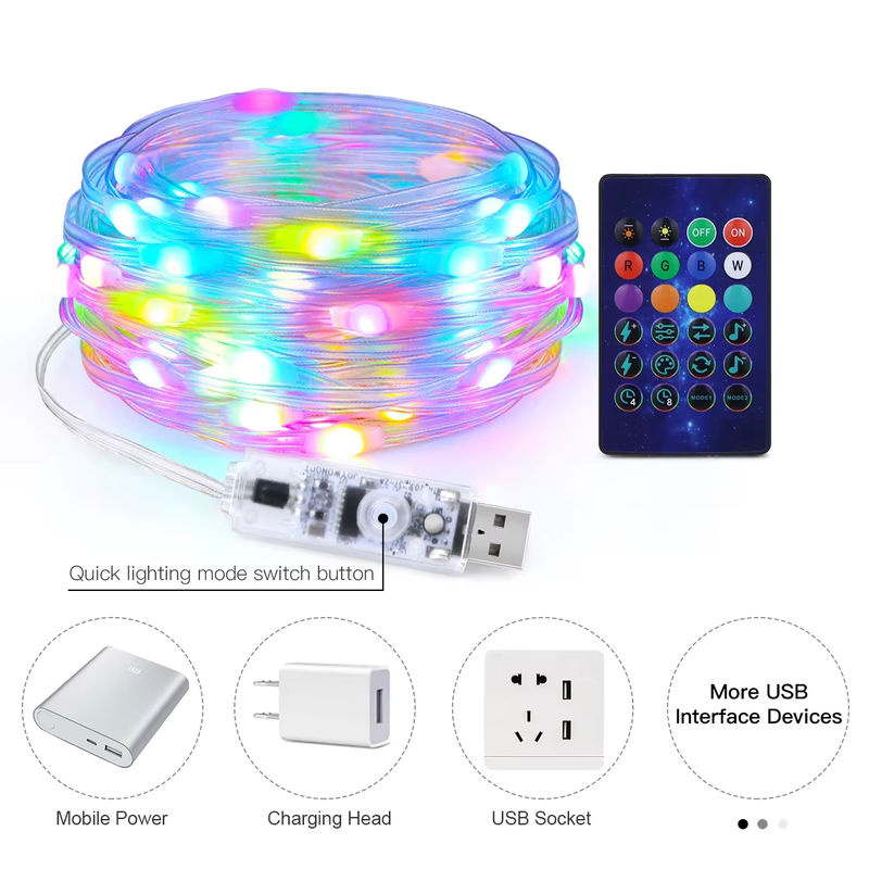 Gyarfas RGBIC LED Vorhang Lichterkette mit Bluetooth Smart Steuerung, Multicolour, USB-Betrieb für Party und Weihnachtsdekoration - Bild 2