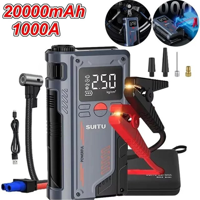 TKKEACE 4-in-1 Auto-Starthilfe mit 150 PSI Luftkompressor und 20000 mAh Powerbank, 1000 A Booster-Ladegerät und Autobatterie-Starter - Bild 1