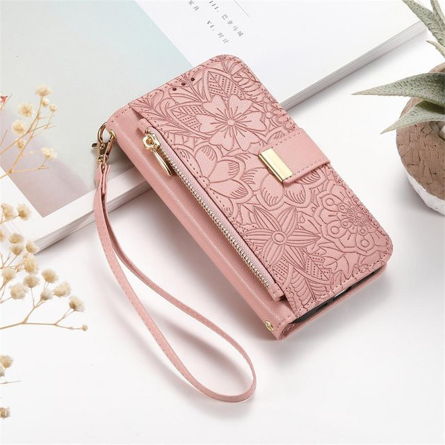 Handgelenk-Brieftasche mit Kartenfach und Handyhülle für Samsung Galaxy S25 Edge S26 Ultra S24 FE A57 A37 A06 A16 A26 A56 A36 A55 A35 A25 A15 in Rosa - Bild 1