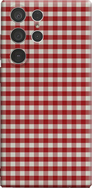Stoßfeste doppellagige Handyhülle im Schachbrett-Design für Samsung Galaxy S25 Ultra, S24 und S23 Ultra Plus in Rot-Weiß - Bild 1