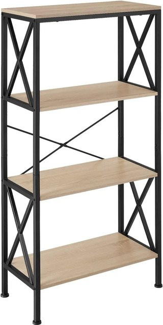 tectake Regal Barry Industrial Style aus Stahl und Spanplatte, 4 Ebenen, braun/schwarz, B/T/H: 61,5 x 31,5 x 133,5 cm - Bild 2