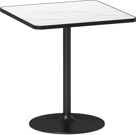 HOMCOM Esstisch in Weiß mit Marmor-Optik, quadratischer Küchentisch für 4 Personen mit Metallgestell, B/T/H: 70 x 70 x 70 cm