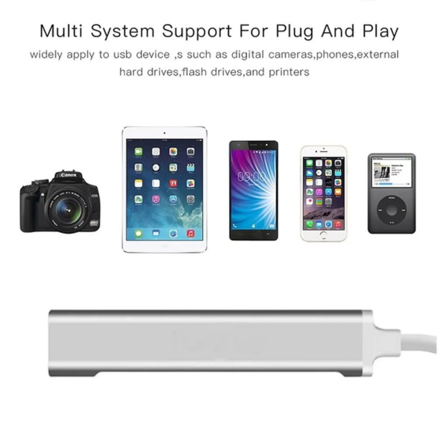 USB-C-Hub 4-Port-Adapter in Silber für MacBook, Laptop, PC, Telefon und Tablet - Bild 3