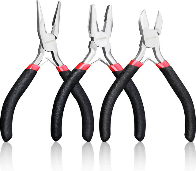 Geinxurn 3-teiliges Mini-Werkzeugset in Silber bestehend aus Spitzzange, Seitenschneider und Drahtschneider für Elektronikreparaturen und DIY-Bastelarbeiten - Bild 1