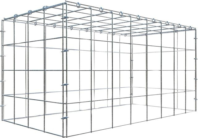 Gabiona C-Ring Anbaukorb Typ 3 in Silbergrau, Maschenweite 10 x 10 cm, B/T/H: 80 x 40 x 40 cm - Bild 1
