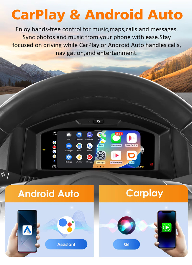 Hizpo Digitales Auto-Instrumentencluster LCD-Armaturenbrett mit Android Auto für Opel Astra H 2004-2010 und Zafira B 2005-2014 in Schwarz - Bild 2