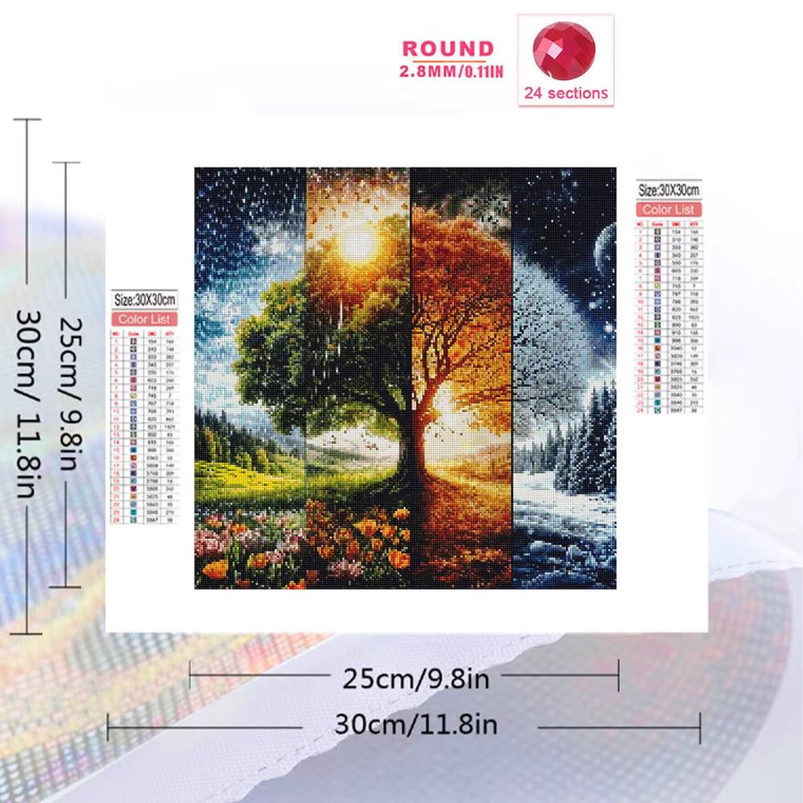 Potdemiel 5D DIY Diamantmalerei Set Vier Jahreszeiten Wald Landschaft mit bunten runden Diamanten als Mosaik Handwerk Kit - Bild 2