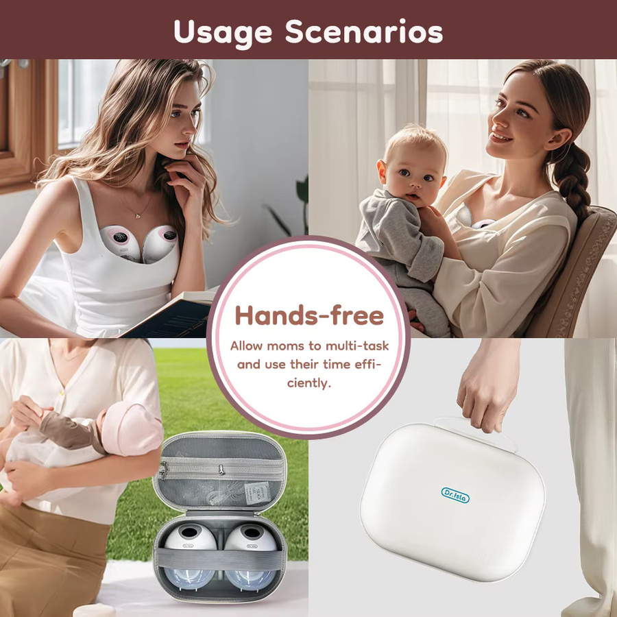 MAMIJOY Tragbare elektrische Milchpumpe EB50 und EB50D mit 4 Modi und 36 Saugstufen, geräuscharm mit 35 dB, freihändig und wearable in Blau und Weiß - Bild 5