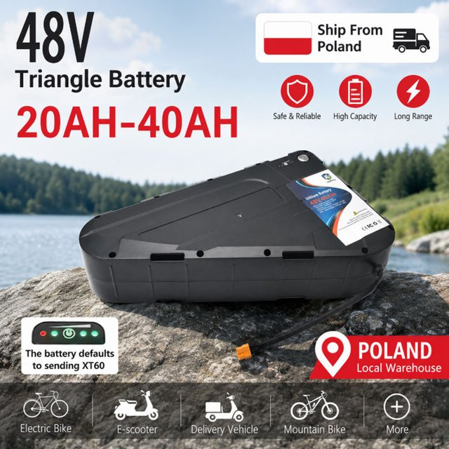18650 Dreieck-Lithium-Akkupack für Mountainbike und E-Bike, 48V, 20AH-40AH, Schwarz, inklusive Ladegerät - Bild 1