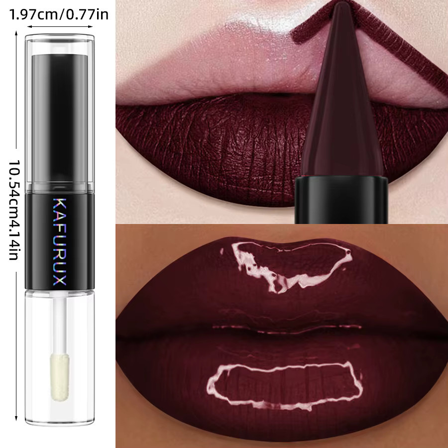 KAFURUX Lippenstift-Set, Braun, Matt, 2-in-1 - Bild 4