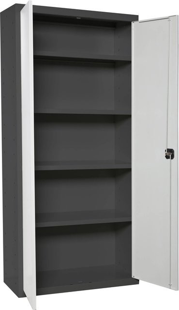 PROREGAL Stahlschrank AMEGO Metallschrank mit Flügeltüren in Weiß-Anthrazit, H: 180 cm, B: 100 cm, T: 40 cm - Bild 1