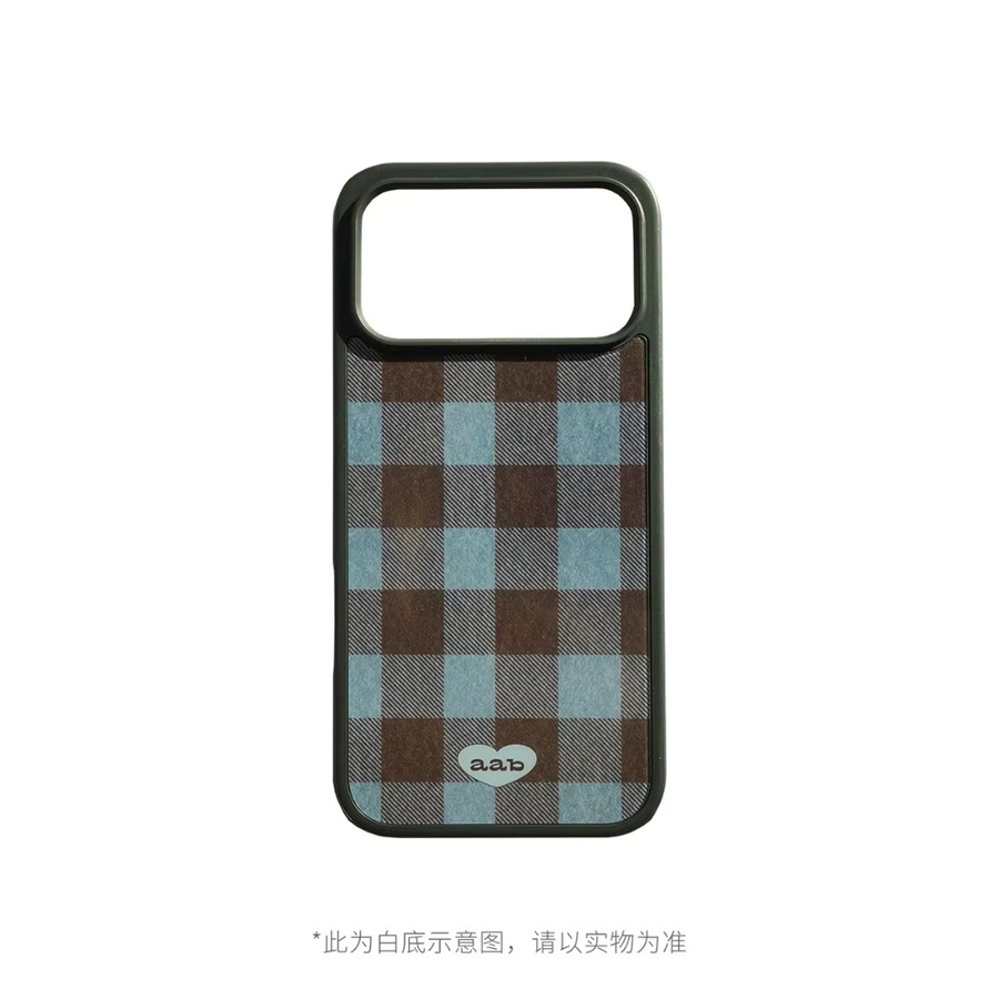 DecoPhone American Retro Shockproof Handyhülle für iPhone 17 16 15 14 Pro Max in Kakaoblau Braun-Blau kariert - Bild 4
