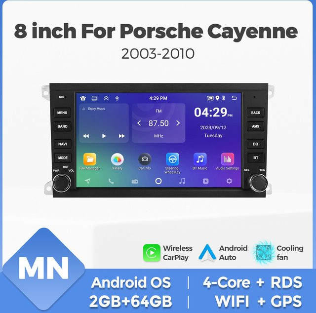 MEKEDE NAVIFLY Intelligentes Autoradio-System für Porsche Cayenne 955 957 9PA 2002 - 2010 mit Carplay Multimedia-Player in Schwarz - Bild 1