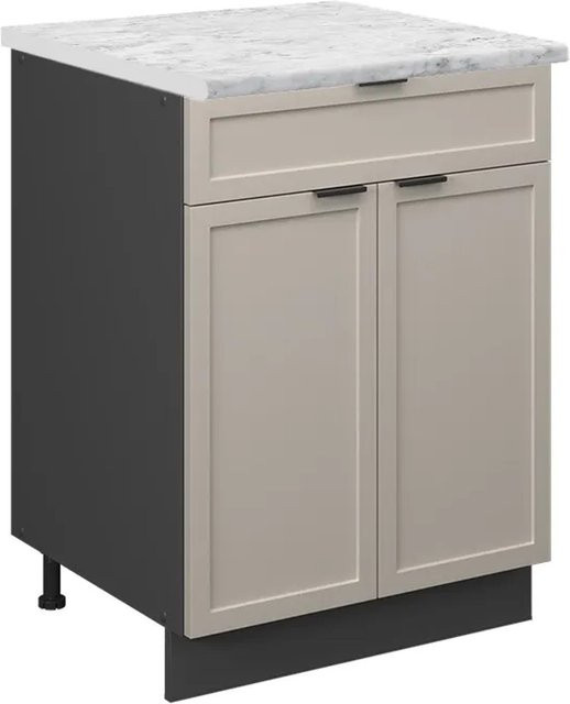 Vicco Küchenunterschrank Fame-Line in Anthrazit, Grau und Beige mit Marmor-Arbeitsplatte, Breite: 60 cm - Bild 2