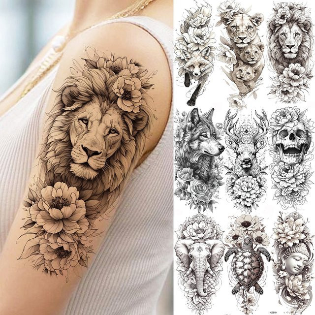 YURAN Temporäre Tattoos Blumentiere, Damen - Bild 1