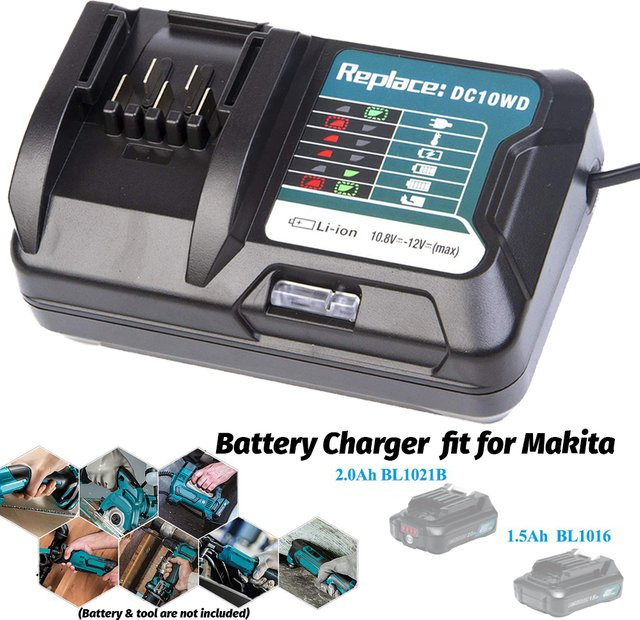 Makita DC10WD Ladegerät für 10,8 V und 12 V Akkus in Schwarz - Bild 1