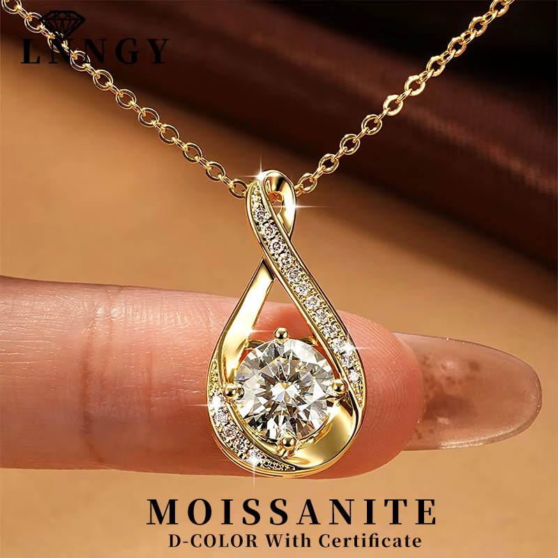 Lnngy Halskette, Moissanit, 14K Gold gefüllt, Infinity-Anhänger, Damen - Bild 3