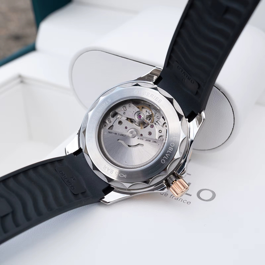 OBLVLO Armbanduhr Automatik, grünes Zifferblatt, Silikonarmband, Herren - Bild 5