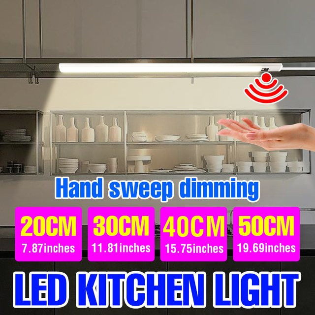 LED Unterbauleuchte mit Hand-Wischsensor und USB-Anschluss, Weiß, Länge: 50 cm - Bild 1