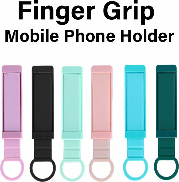 WSSHE Handy Ständer Handgelenk Band mit Finger Grip und Push-Back Aufkleber in Schwarz für Xiaomi, Samsung und iPhone - Bild 1