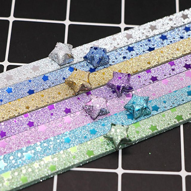Buntes Origami-Faltpapier für handgemachte Sterne aus Konstruktionspapier - Bild 1