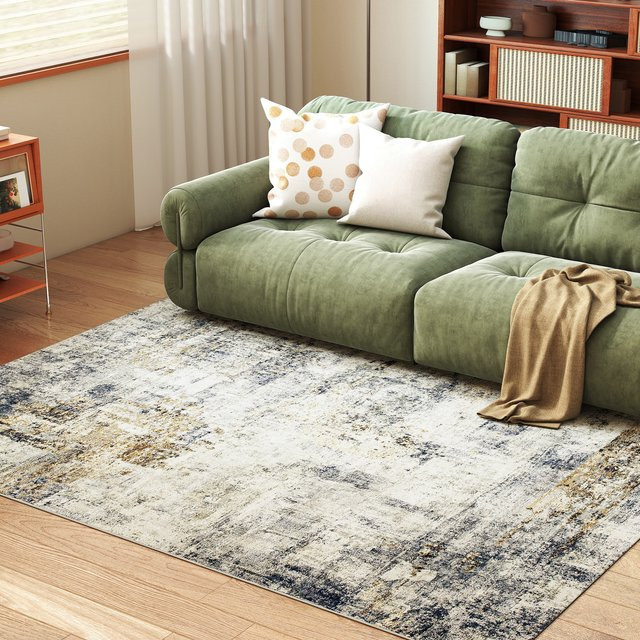 HOMCOM Wohnzimmerteppich modern, maschinenwaschbarer und rutschfester Flächenteppich in Grau, B: 230 cm, T: 160 cm - Bild 1
