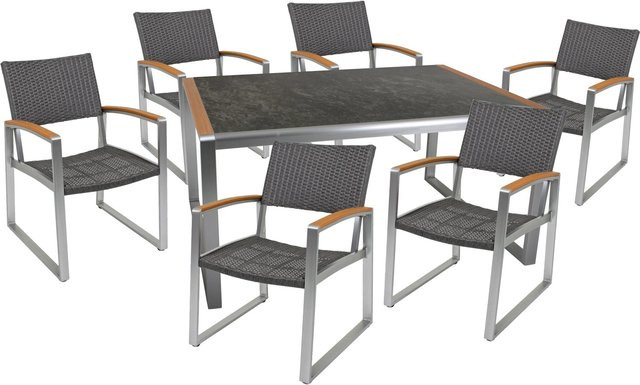 Garden Pleasure Gartenmöbel-Set Averna 7-teilig Grau mit Aluminium und Glas - Bild 1