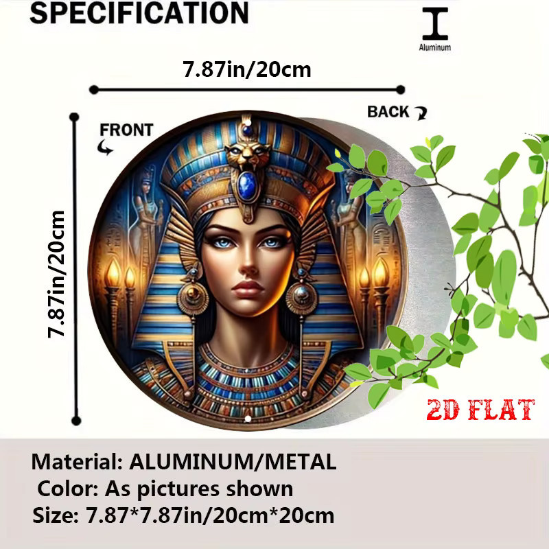 CIFBUY Runde Metall-Wandkunst im Vintage-Stil mit Ägyptischen Hieroglyphen und Blauem Auge in Blau - Bild 2