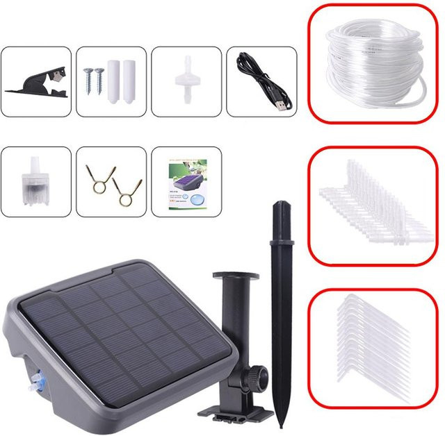 TOMTOP JMS Solar Bewässerungssystem mit 15 Tropfern, Automatisches Tropfbewässerungs-Kit, Grau - Bild 1