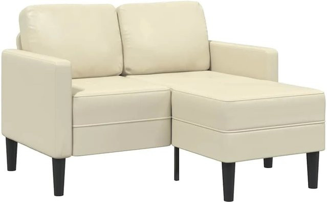 vidaXL 2-Sitzer-Sofa in L-Form mit Chaiselongue, Farbe Beige, Material Kunstleder, Breite: 125 cm, Tiefe: 118 cm, Höhe: 85 cm - Bild 1