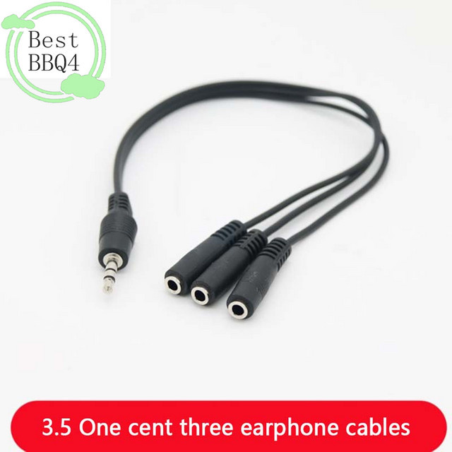BBQ4 3-Wege-Audioadapter 3,5-mm-Klinken-Splitter von 1 Stecker auf 3 Buchsen in Schwarz - Bild 1