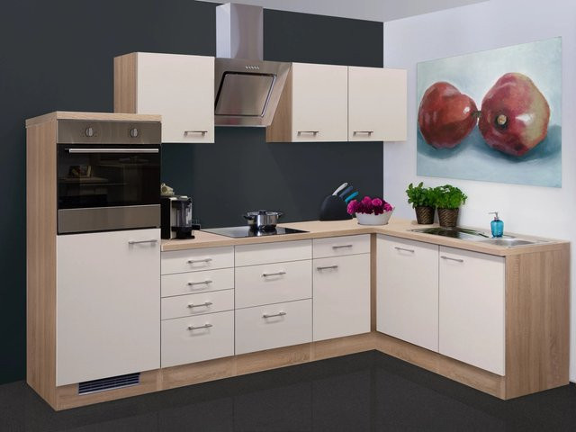 Flex-Well Winkelküche Nepal in Beige und Braun mit Glanz-Finish, B/T/H: 280 x 166 x 60 cm - Bild 1