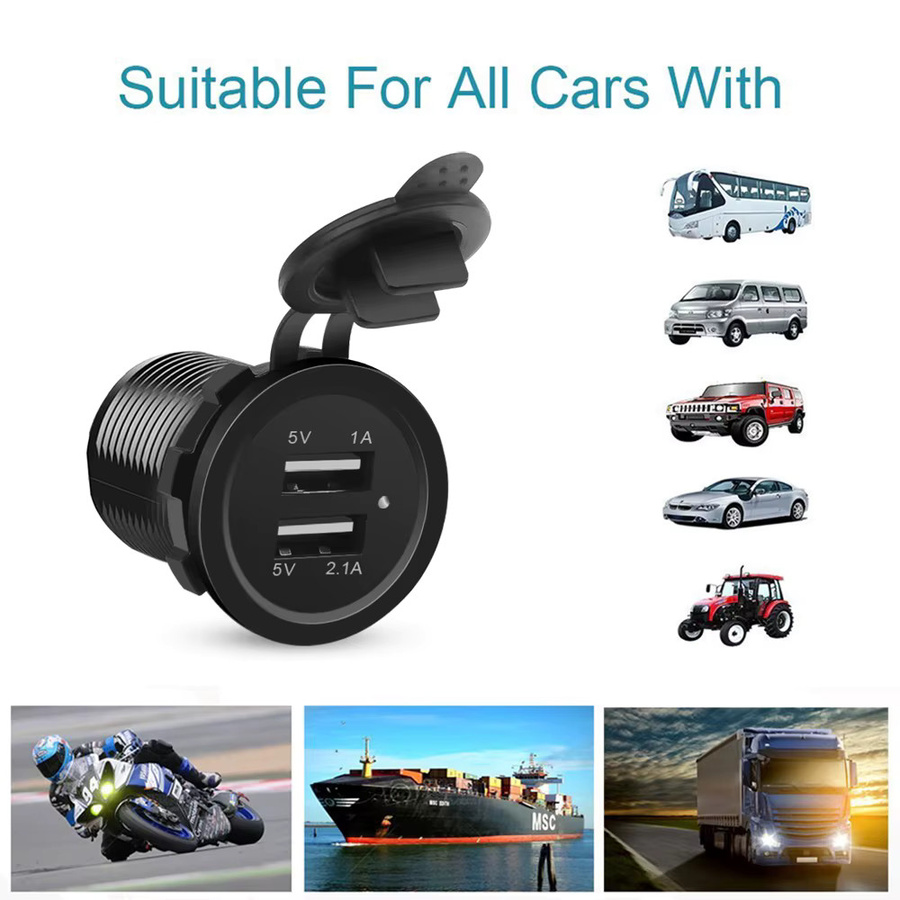 Kebidumei Dual USB Power Ladegerät 12V mit zwei Ports und Schalter, Wasserdicht, Schwarz, DC 12V 3,1 A Panel Mount für Boot und Auto - Bild 3