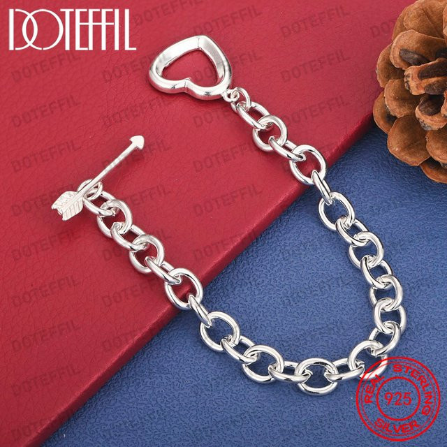 DOTEFFIL Armband 925 Sterling Silber, Pfeil durch Herz, Damen, 8 Zoll - Bild 1